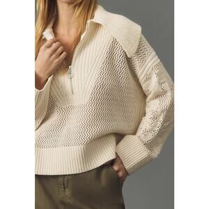 [Anthropologie] Daily Practice Cream Oversized Half Zip Pullover Sweater Large L